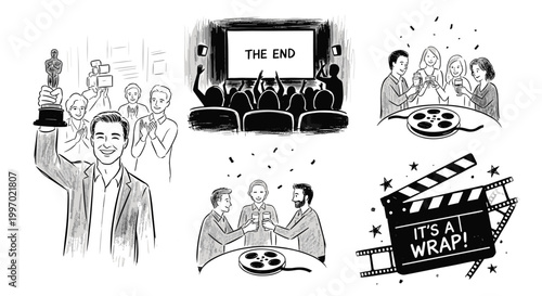 Celebration of filmmaking success with awards, screenings, and wrap parties