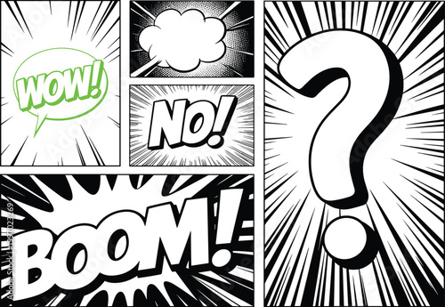 A new black vector illustration featuring an exclamation and question mark symbol serves as a professional business sign or holiday sale label banner design