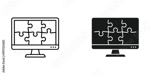 Contrast between traditional and modern digital puzzle interfaces on computer screens