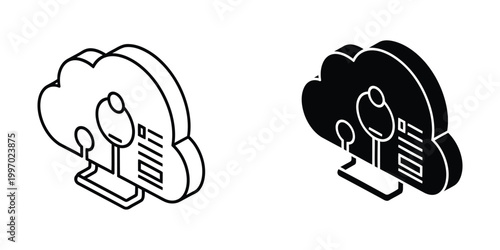 Comparison of traditional and modern cloud server infrastructure icons