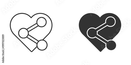 Heart shapes with interconnected circles representing unity or digital connection