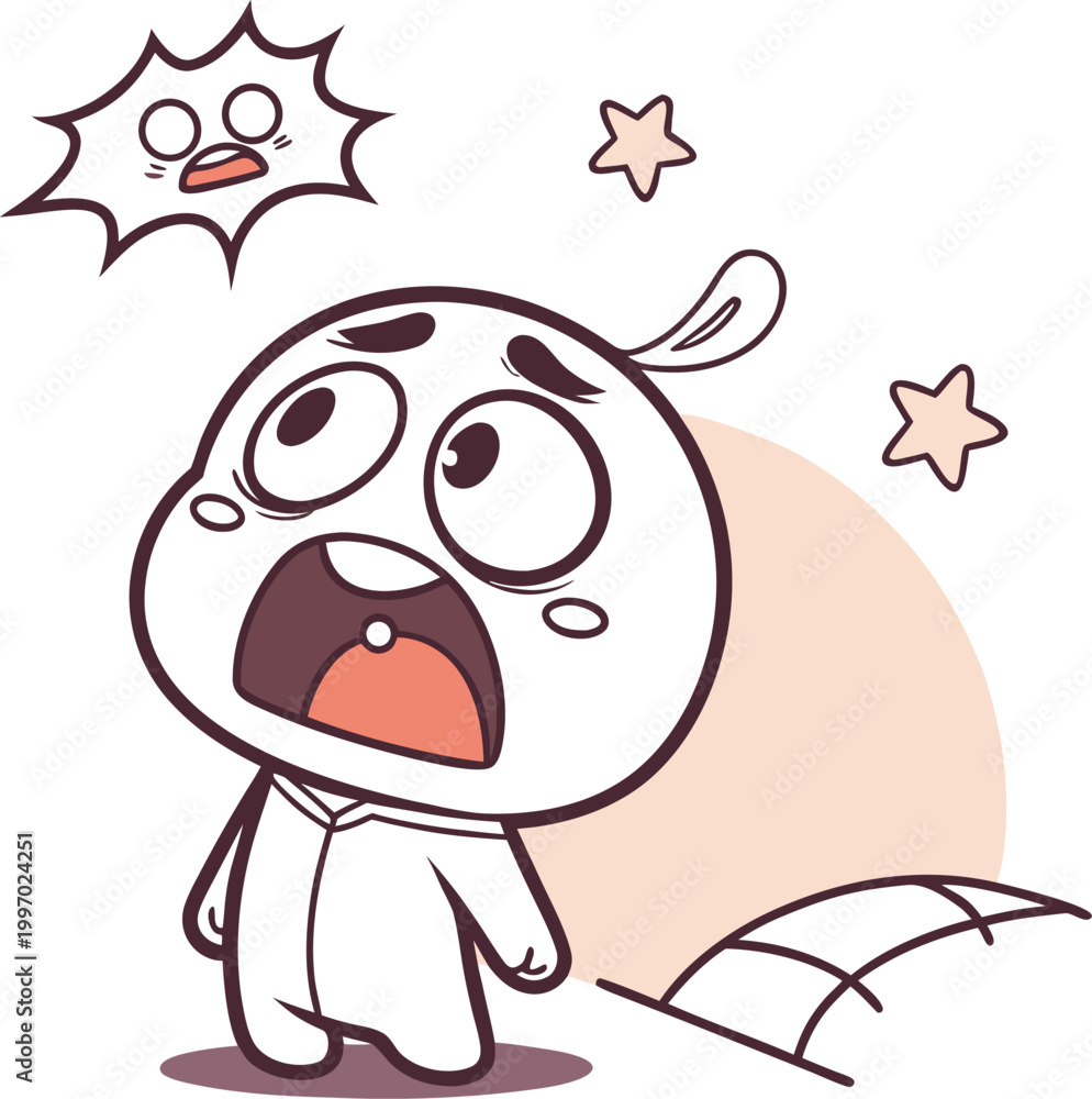 Obraz premium Shocked cartoon character, emoticon face, surprised expression, vector illustration