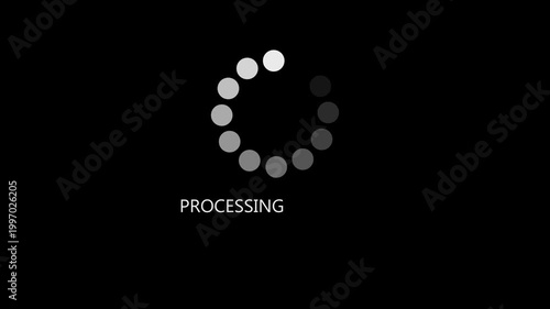 Loading processing circle icon animation on black background. Full HD animation with 4k video animation.