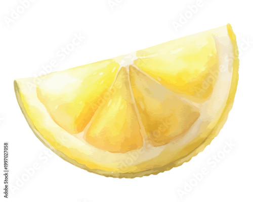 Watercolor Lemon Slice Icon, Citrus Summer Clipart,  Isolated on White background