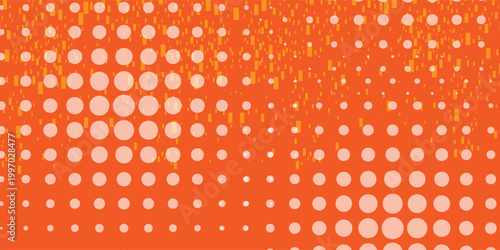 Vibrant orange dots pattern background with white space