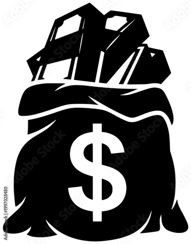 money illustration millionaire silhouette rich logo finance icon business outline wealth success cash currency investment income financial businessman man shape winner vector graphic background