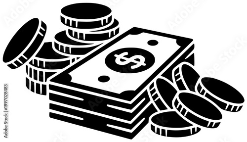 money illustration millionaire silhouette rich logo finance icon business outline wealth success cash currency investment income financial businessman man shape winner vector graphic background