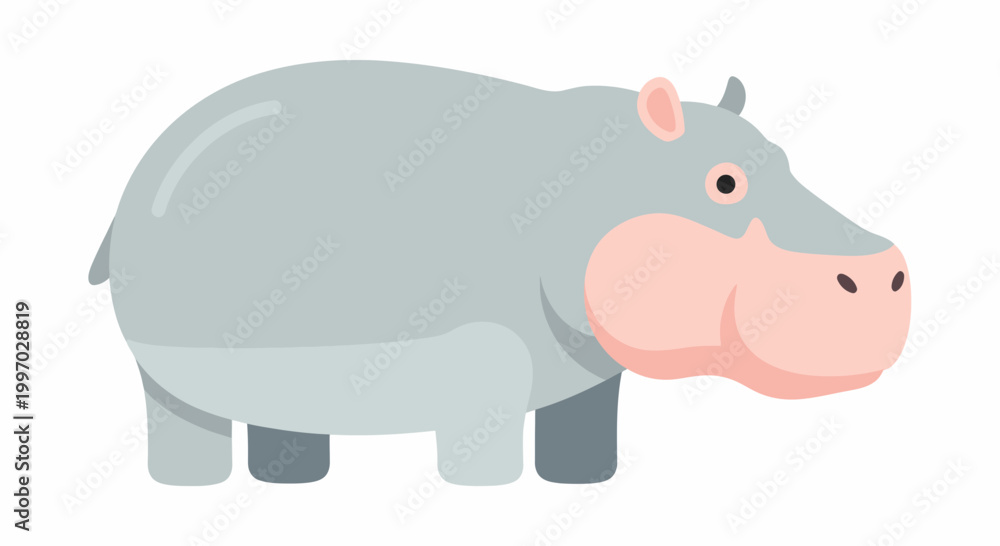 Obraz premium Gray Hippopotamus Standing Alone Sideways.