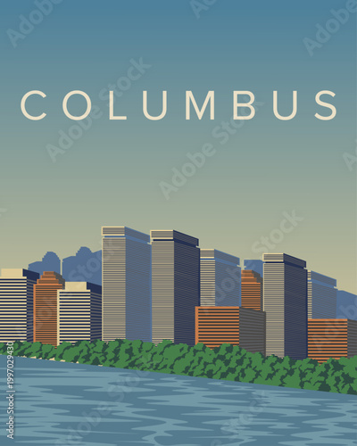 Columbus USA travel poster, banner, cover