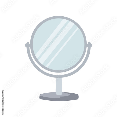 Round table mirror with stand, vector illustration