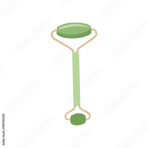 Vector illustration of green jade facial roller icon