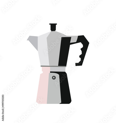 Minimalist vector illustration of a classic italian moka pot coffee maker