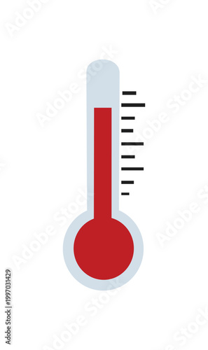 Thermometer icon showing high temperature red liquid in glass tube for heat measurement