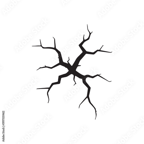 Wall crack silhouette icon vector flat design