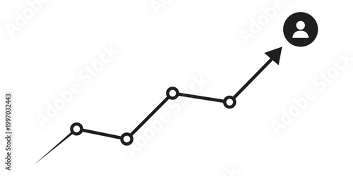 Black line graph with upward trend and person icon