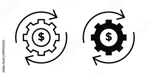 Costs optimization icon on white background editable stroke and solid flat.