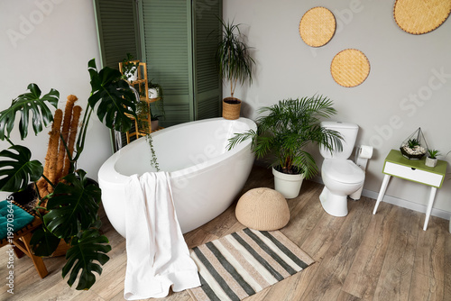 Interior of bathroom with g...