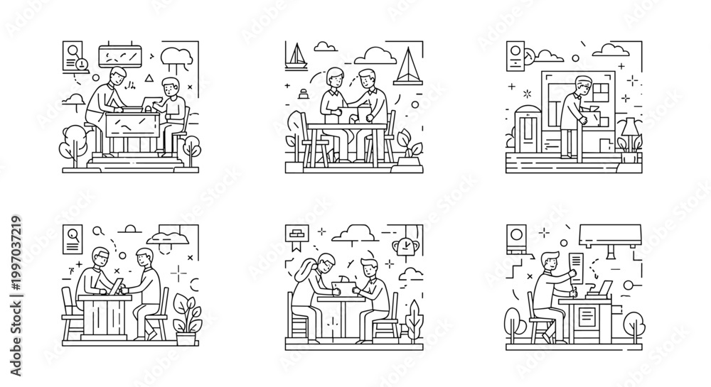 Obraz premium Diverse group of people collaborating and working together in various settings