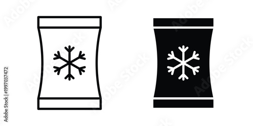 Schilderij op canvas Frozen food bag icon on white background editable stroke and solid flat