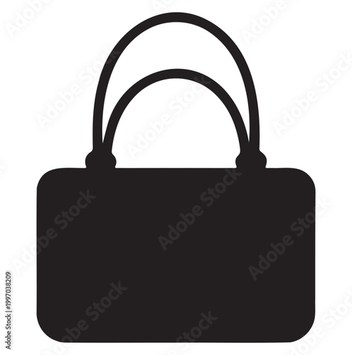 Women bag silhouette vector illustration, Black woman handbag, fashion female purse, shopping bag icon
