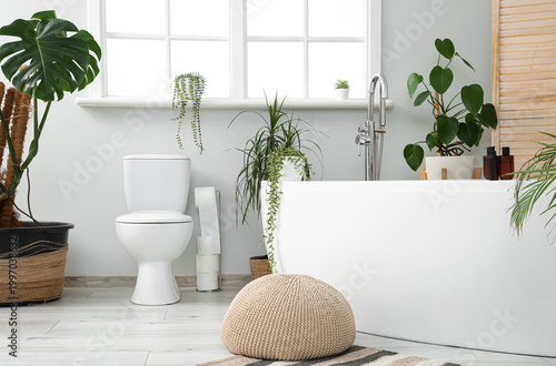 Interior of bathroom with g...