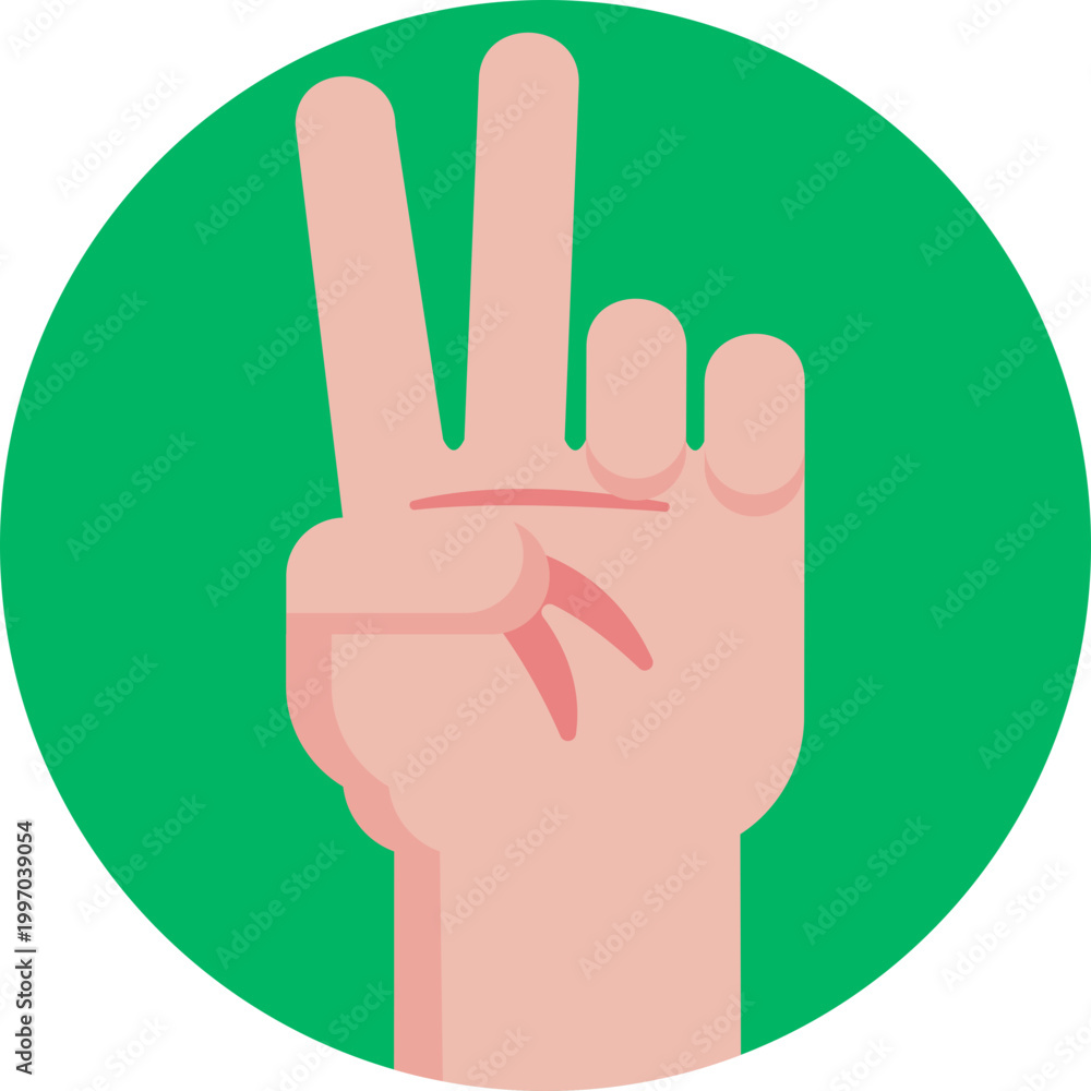 Obraz premium A raised hand forming a “V” sign, symbolizing triumph, positivity, and joyful success.