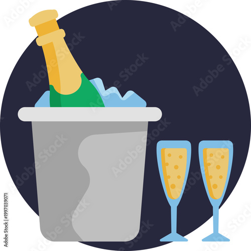 A simple outline or filled icon of a champagne flute, often with bubbles rising, representing celebration, joy, and special moments.