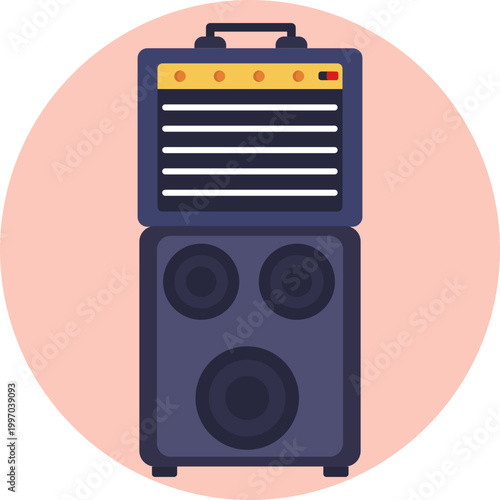 A speaker emitting cheerful sound waves, representing joyful music or positive audio.