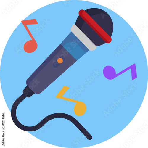 A microphone with subtle sparkle or glow accents, representing cheerful communication and positive vibes.