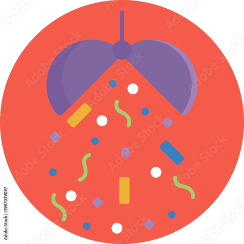 An explosion of dots and streamers radiating from a central point, representing excitement, achievement, and positive energy.