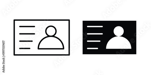 ID card icon on white background editable stroke and solid flat.