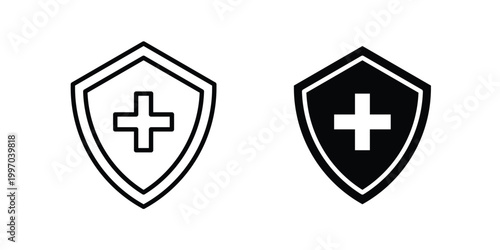 Immunity icon on white background editable stroke and solid flat.