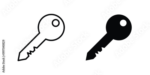key icon on white background editable stroke and solid flat.