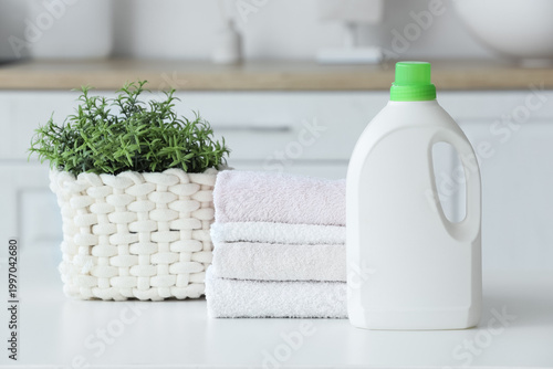Stack of towels with laundr...