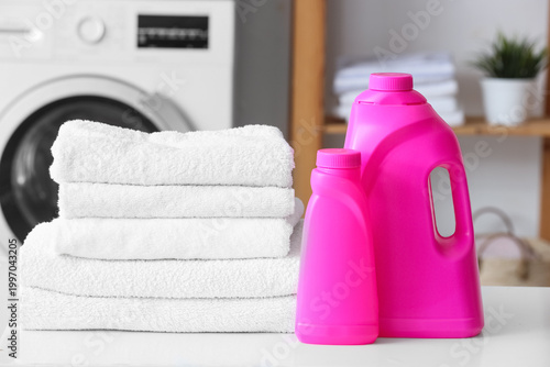 Stack of white towels with ...