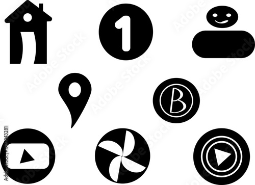 Collection of black and white social media and web icons illustration