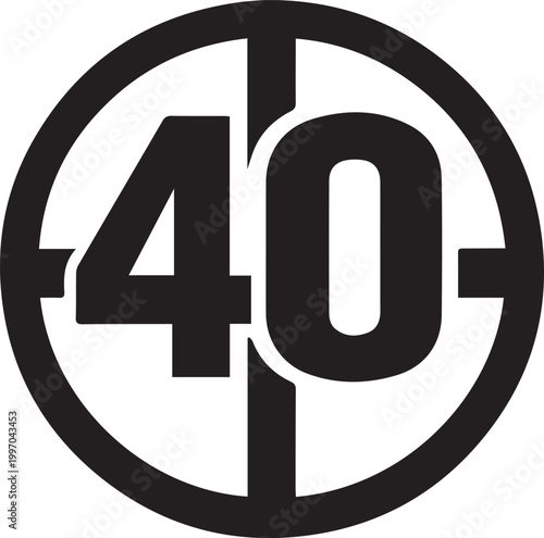 Minimalist speed limit forty sign with black and white design Vector
