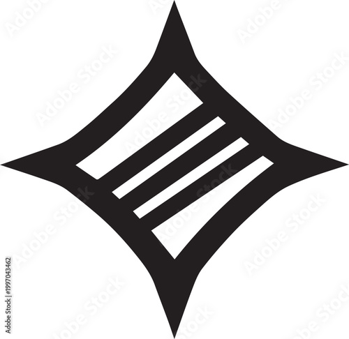 Modern minimalist diamond shape with white stripes icon Vector