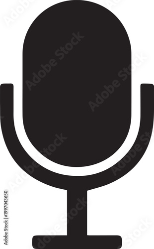 Black microphone icon on transparent background Vector