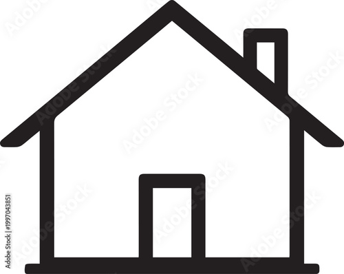Simple house icon with chimney and door outline Vector