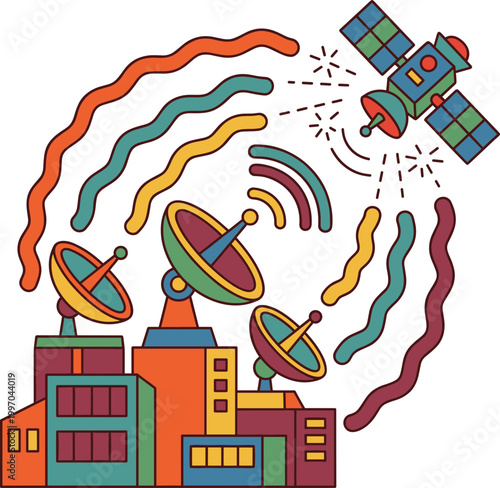 Satellite orbit communication system Illustration