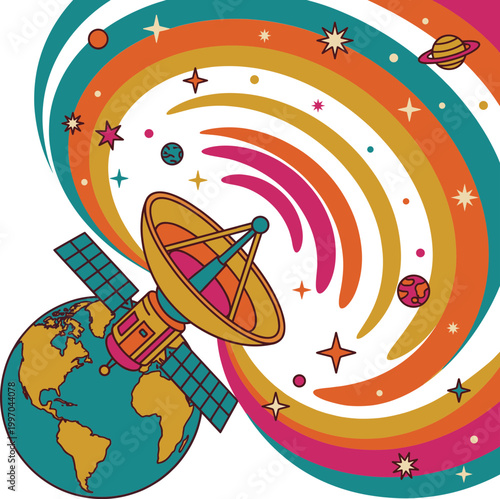 Satellite orbit communication system Illustration