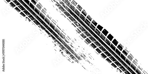 Auto tire tread grunge element. Car and motorcycle tire pattern, wheel tyre tread track. Black tyre print.