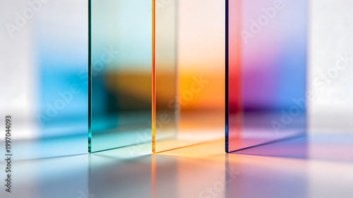 Colorful geometric glass refraction background