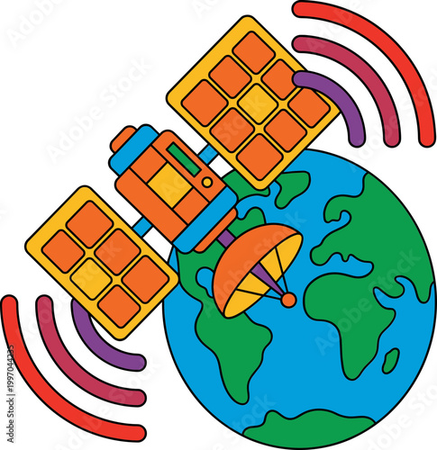 Satellite orbit communication system Illustration
