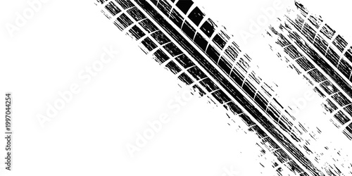 Auto tire tread grunge element. Car and motorcycle tire pattern, wheel tyre tread track. Black tyre print.