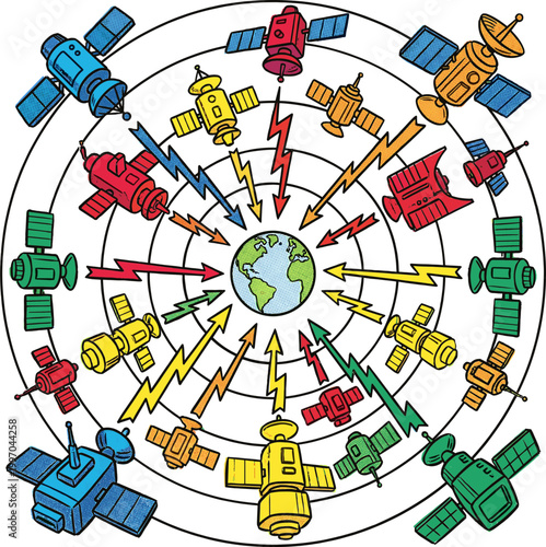 Satellite orbit communication system Illustration