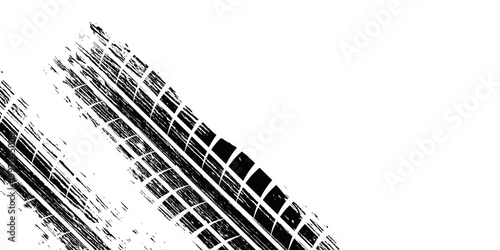 Auto tire tread grunge element. Car and motorcycle tire pattern, wheel tyre tread track vector
