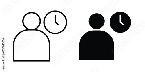 Office hours icon on white background editable stroke and solid flat.