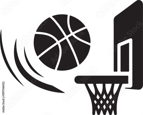 Basketball, sports icon, black, vector, motion, hoop, ball